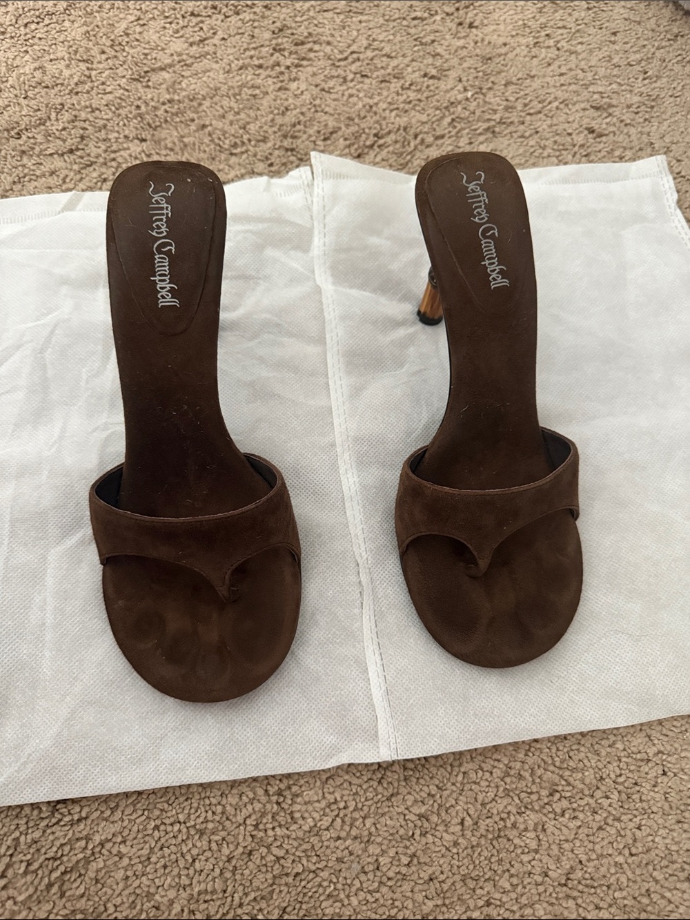 Jeffrey Campbell Linette Brown Suede Slip-On Mules